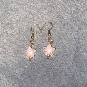 Gold light pink Star Earrings